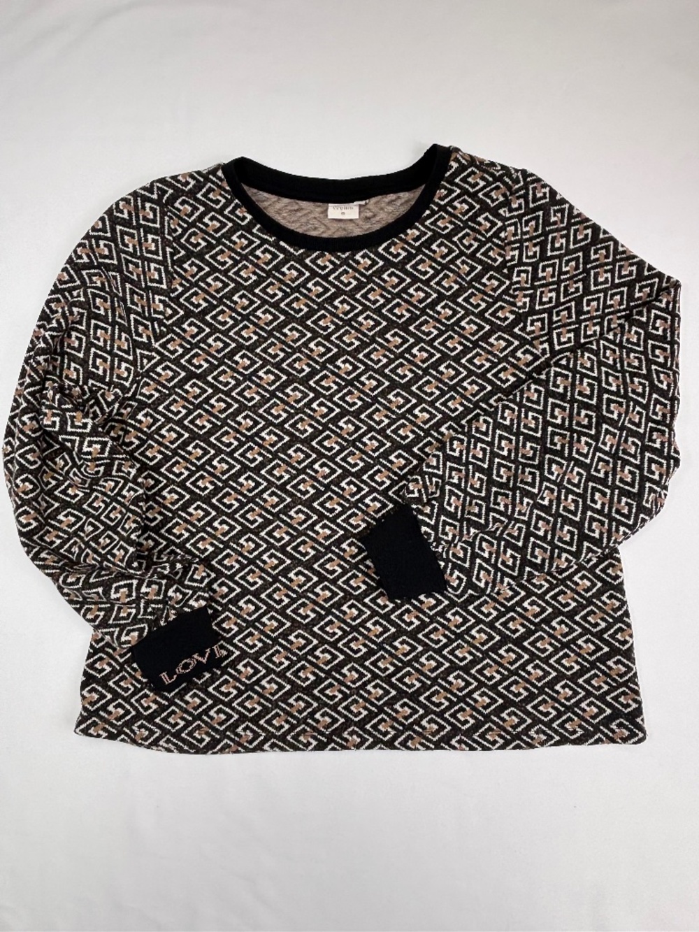 Cream CRGambis Geometric Sweat Top Black Brown 10610620 size M